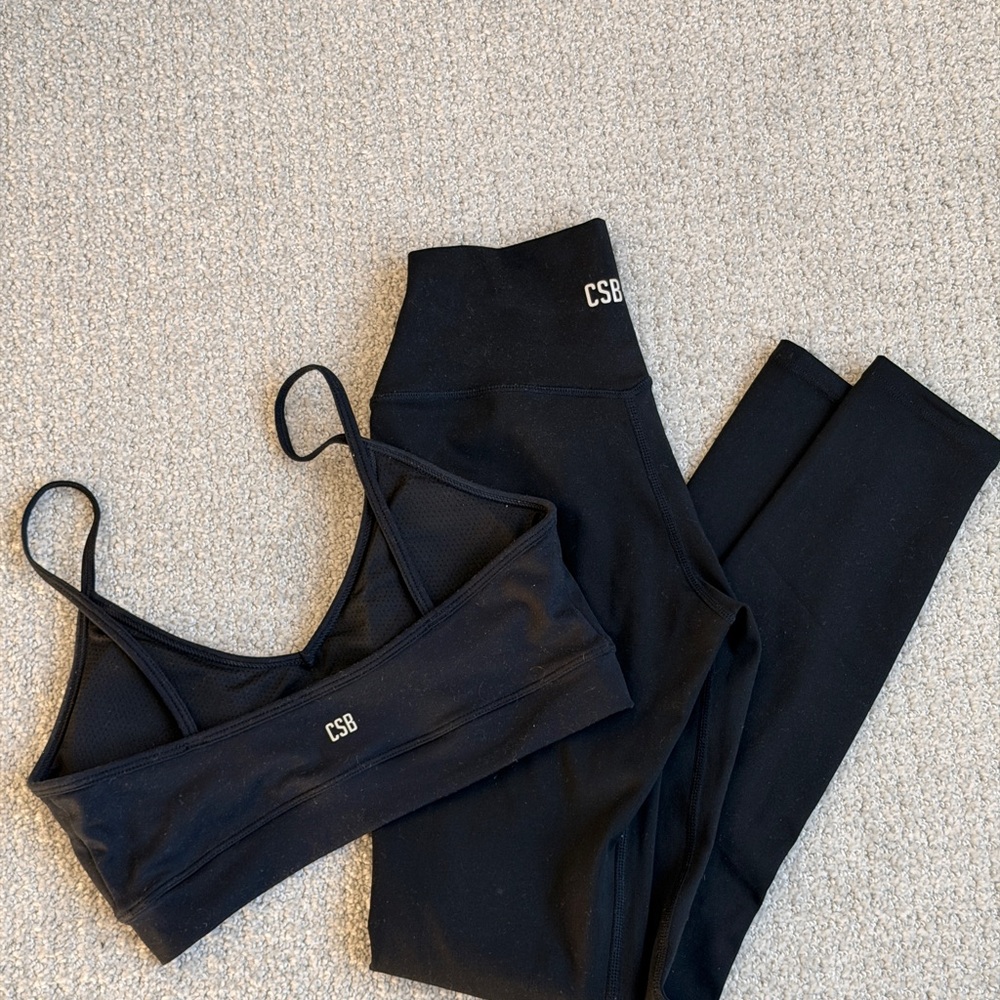 CSB Women's Black Leggings and Sports Bra Set
